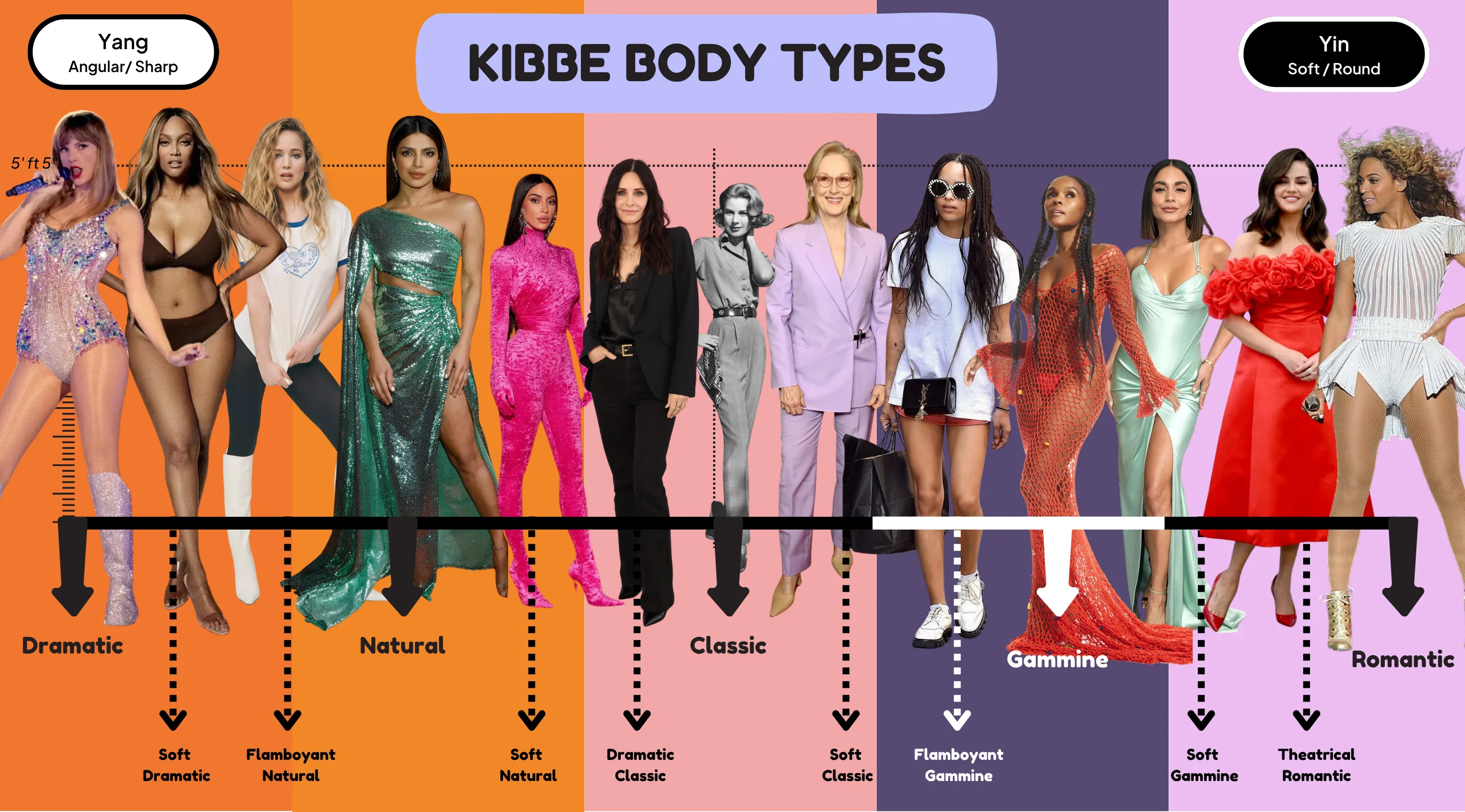 Celebrity Kibbe Type Spectrum - Yin Yang Balance